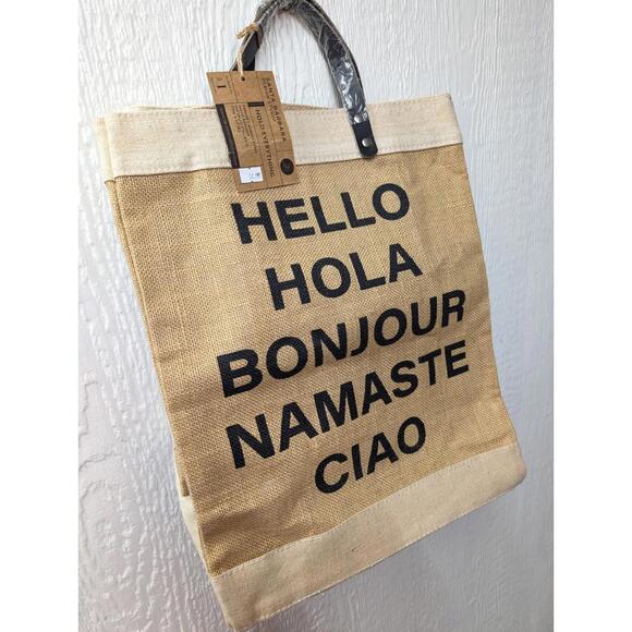 NWT Santa Barbara Design Studio Hello Hola Bonjour Ciao Market Canvas Tote Bag - Picture 2 of 7